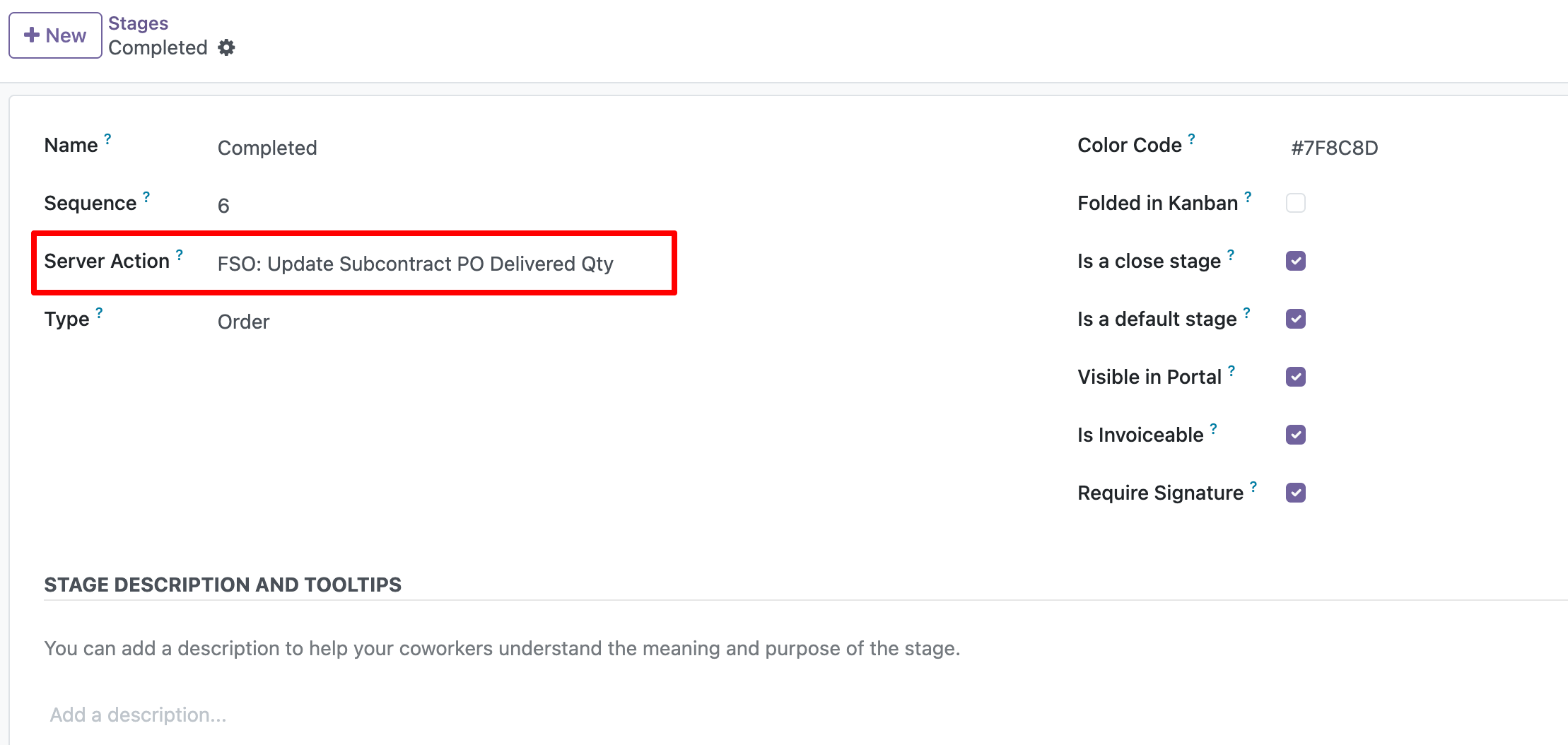 Server action to update subcontract delivered quantity