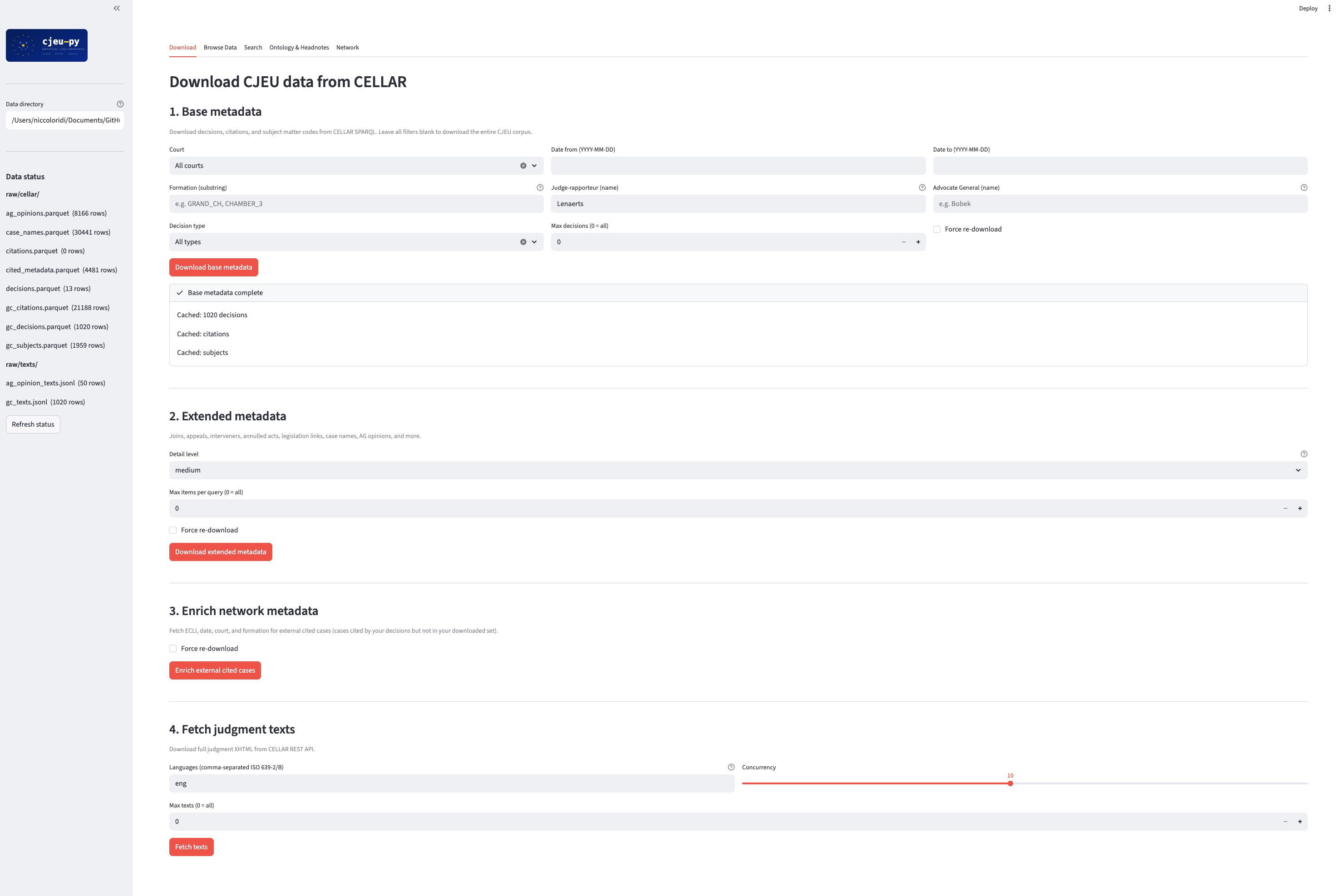cjeu-py Streamlit GUI