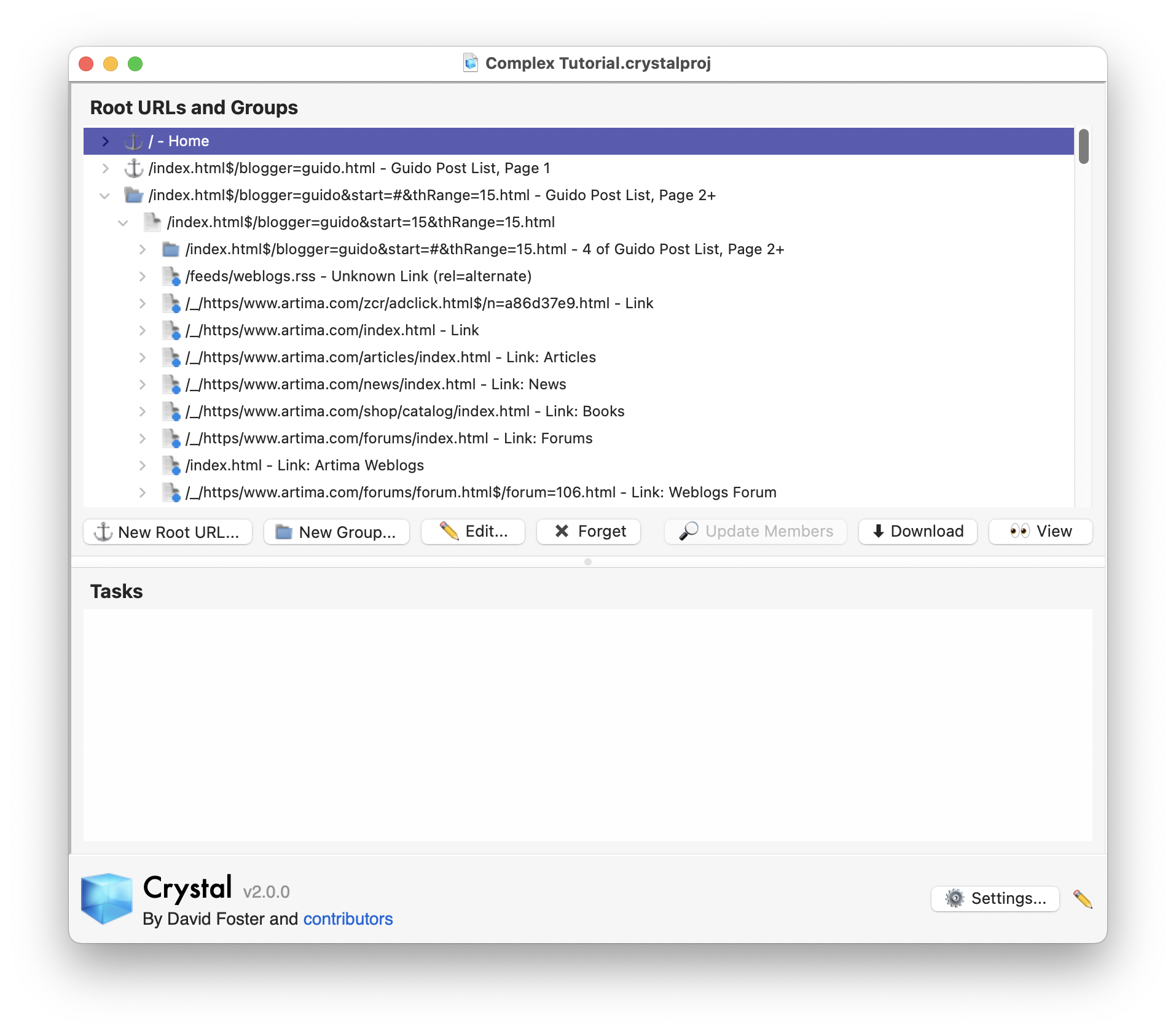 Crystal's user interface