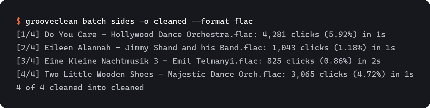 grooveclean cleaning a folder of four 78 sides