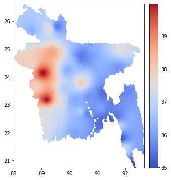 Standard idw interpolated map