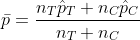 $$ \bar{p} = \frac{n_T\hat{p}_T + n_C\hat{p}_C}{n_T + n_C} $$