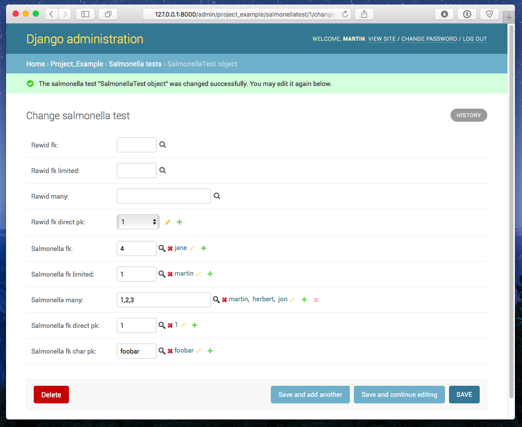 Screenshot of Django Admin