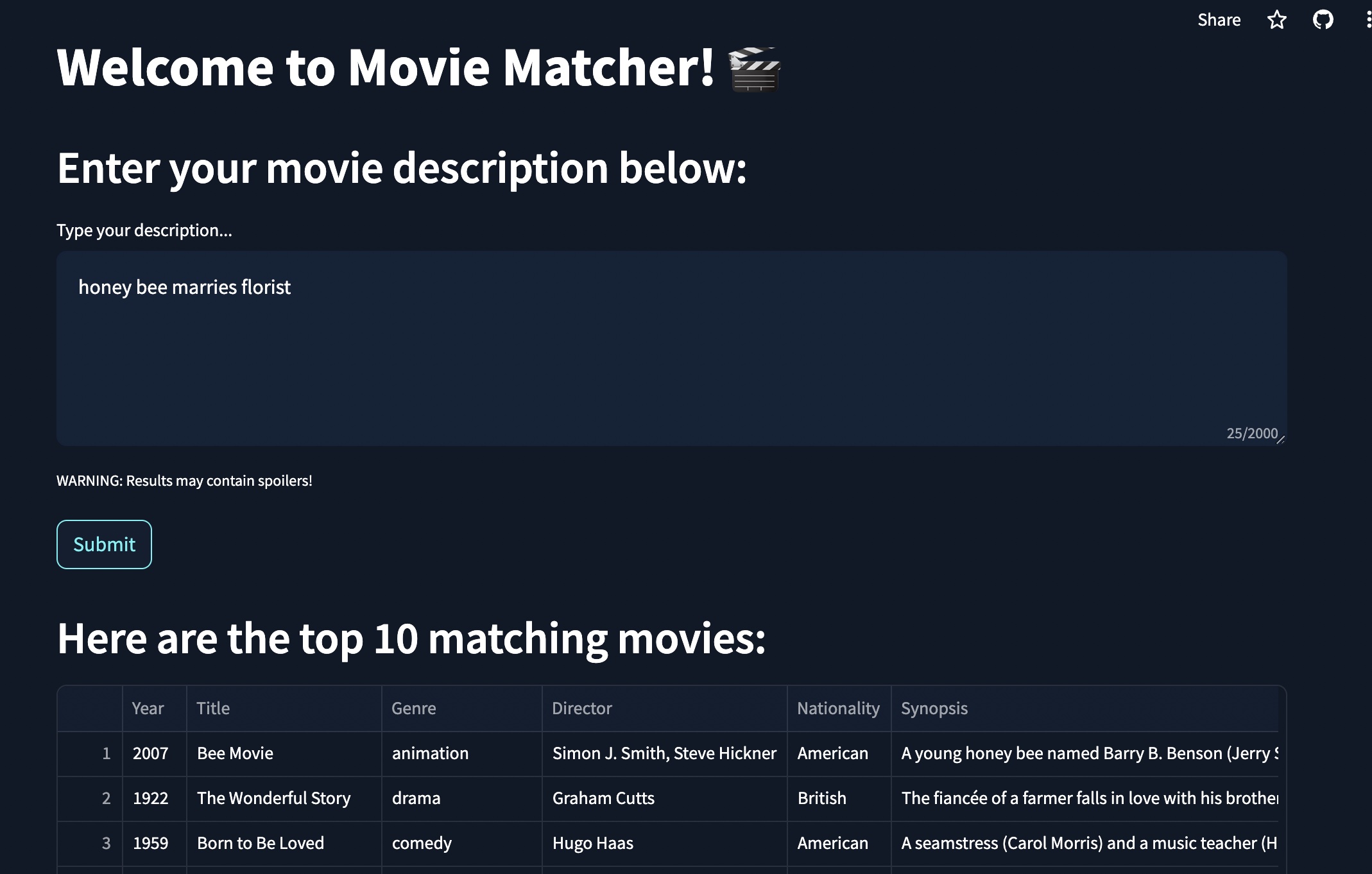 Movie Matcher Demo