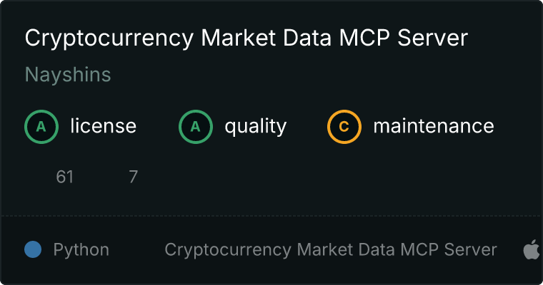 Cryptocurrency Market Data Server MCP server