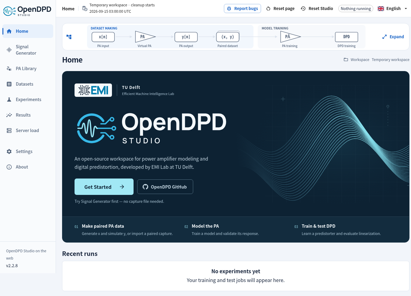 OpenDPD Studio: click to try the web app