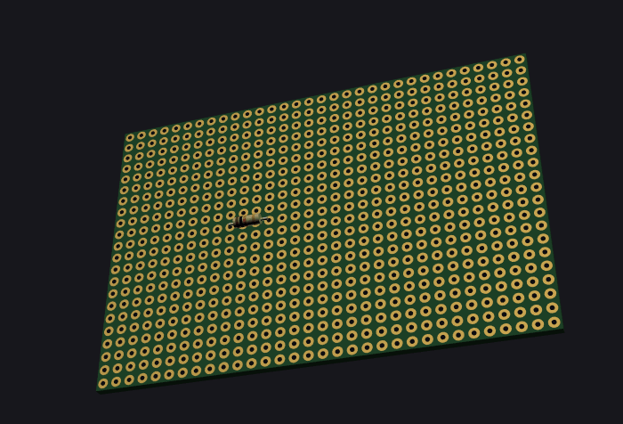 The NE555 board assembling itself: parts first, then the board turns over and the copper goes on