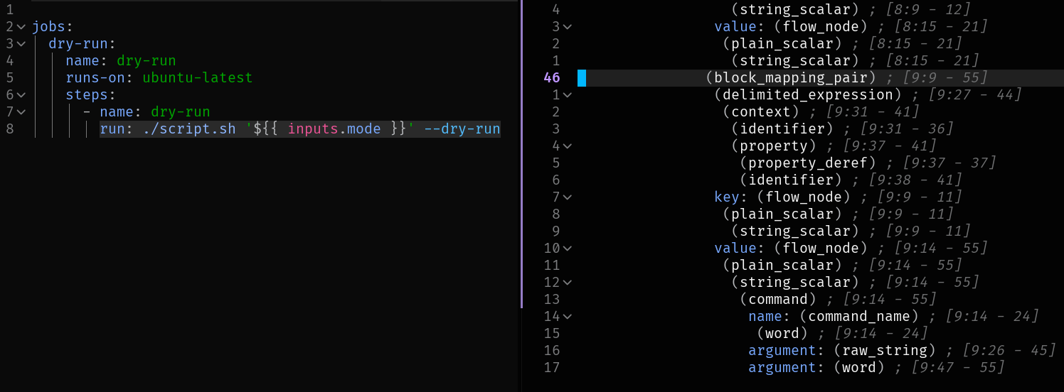 Correct bash AST by using raw_string