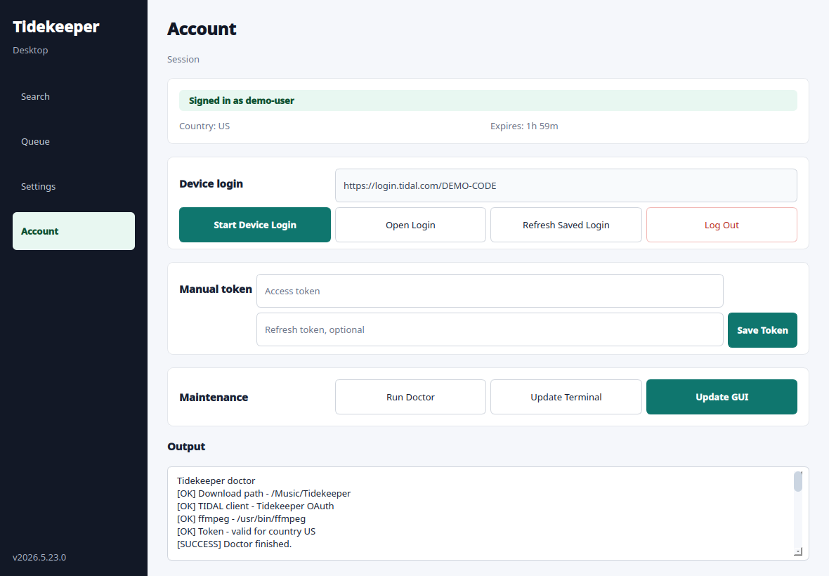 Account screen