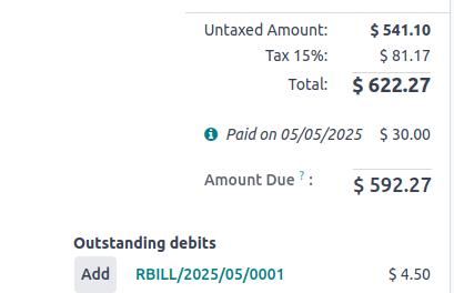 Payment Widget Amount Reconciled