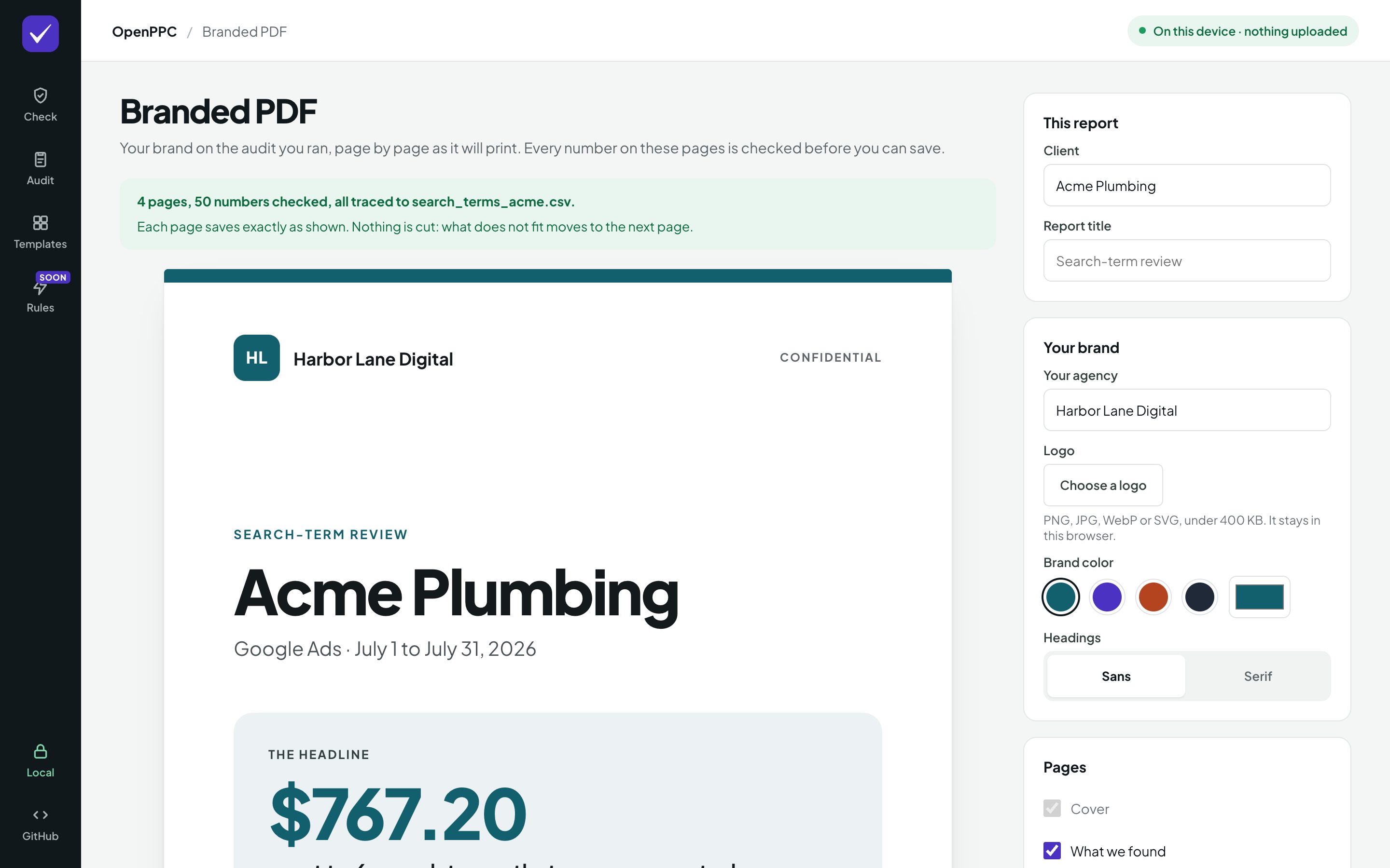 The branded PDF builder