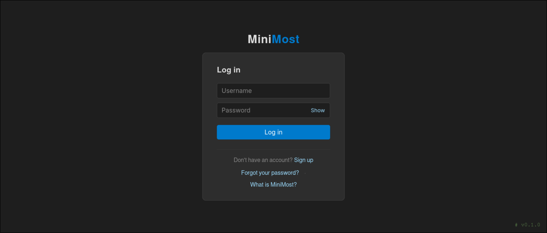 Login page