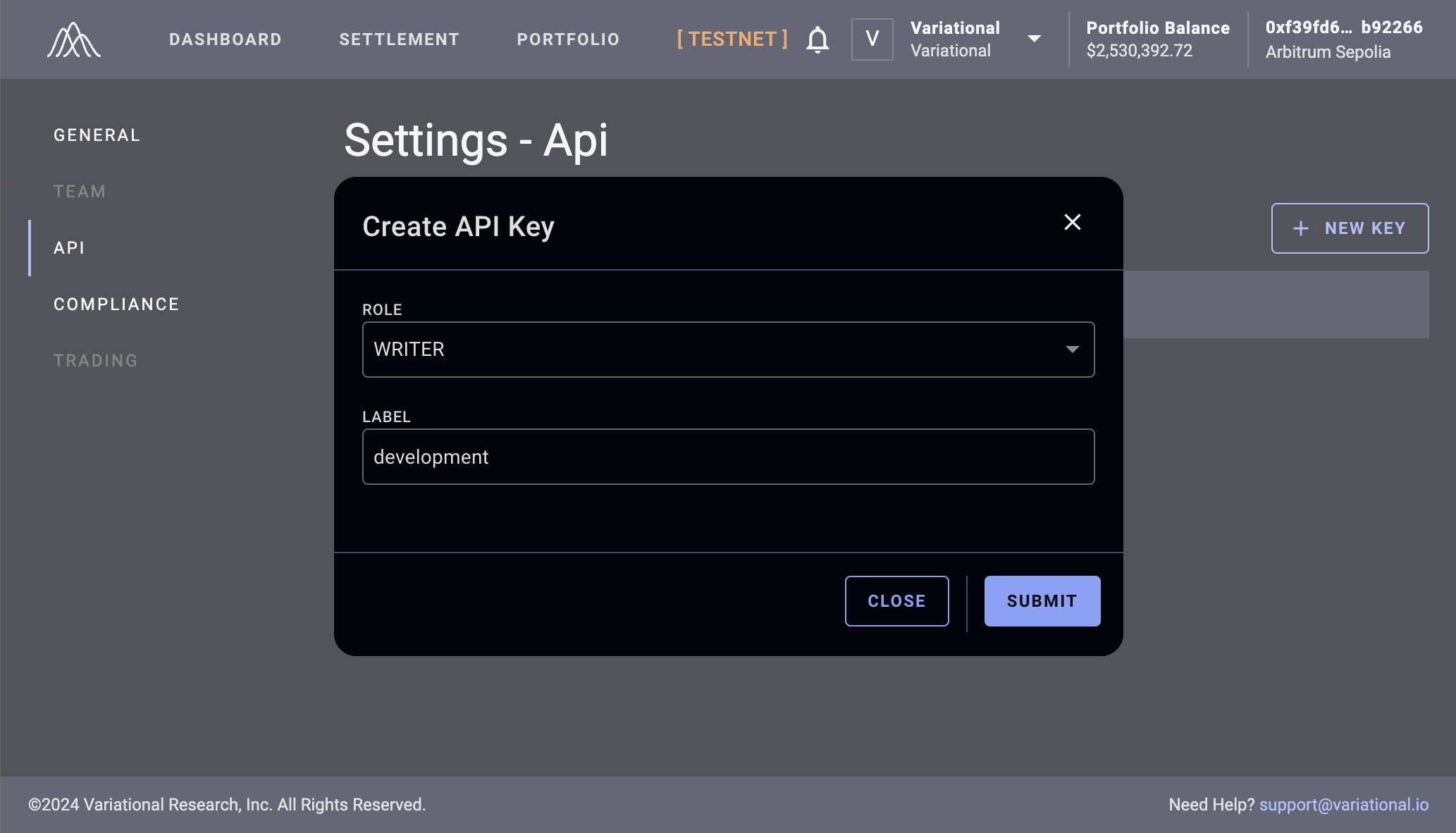 Variational / Settings / API