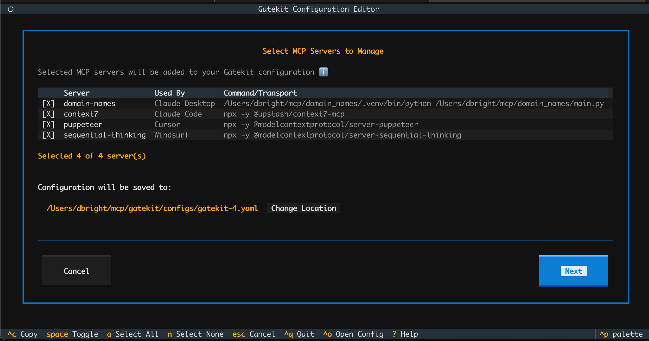 Guided setup wizard showing server discovery
