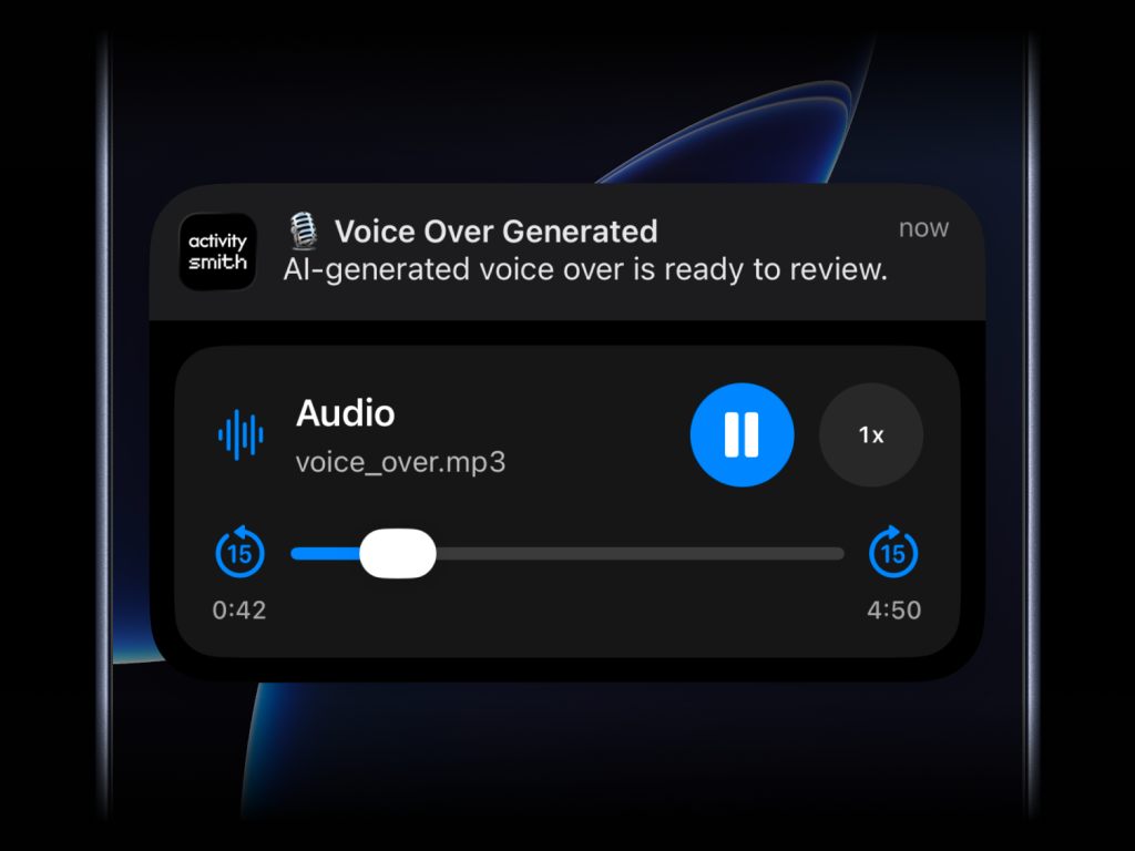 Rich push notification with audio