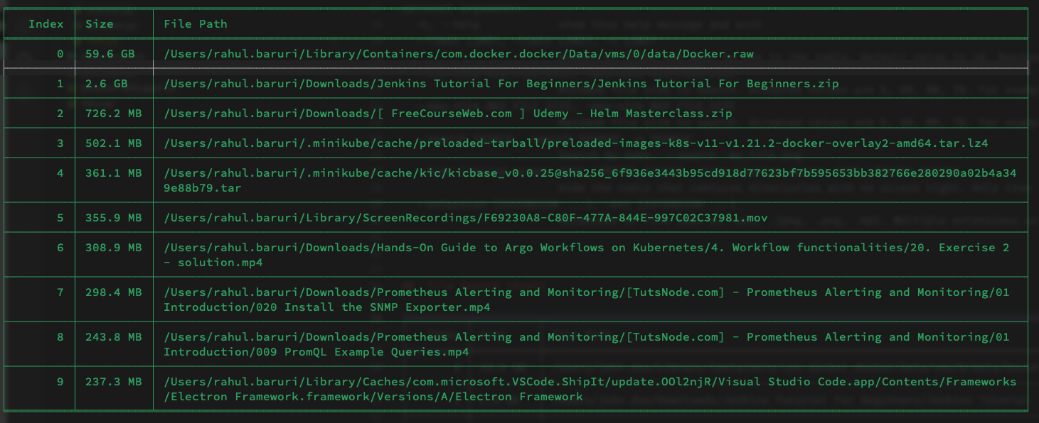 Large file finder