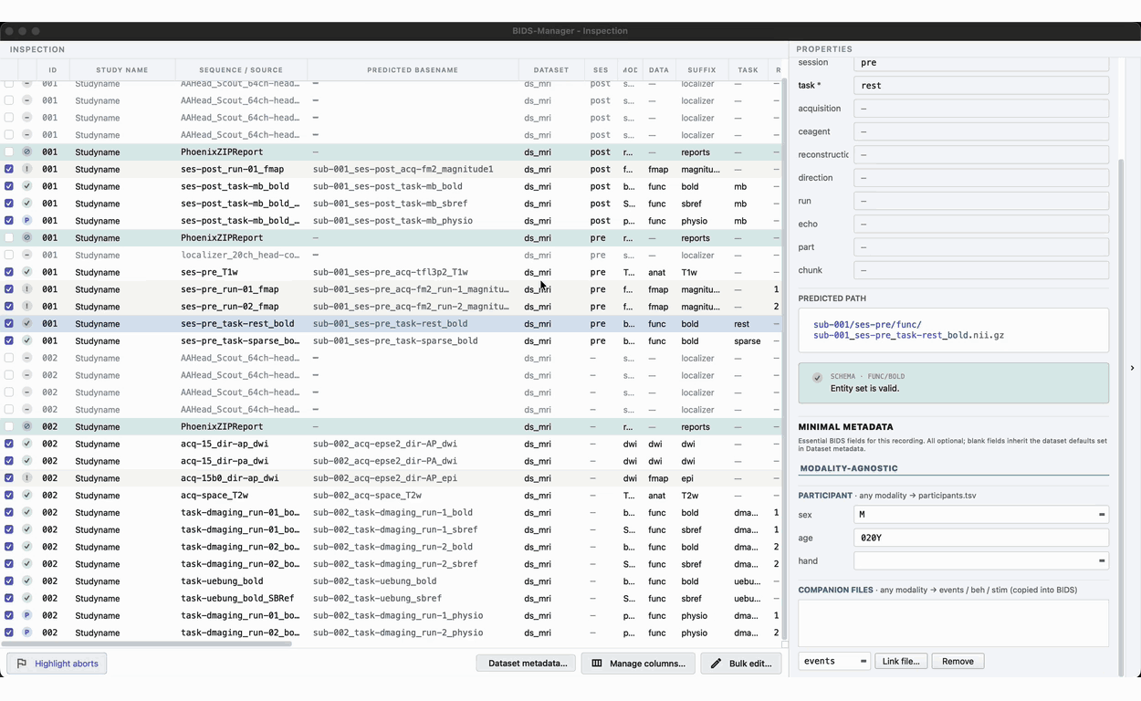 Reviewing an inventory, editing a sidecar, and inspecting a volume, in one window