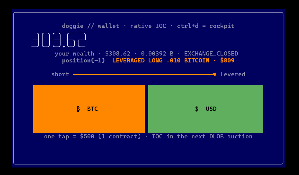 doggie // wallet — one number, two buttons