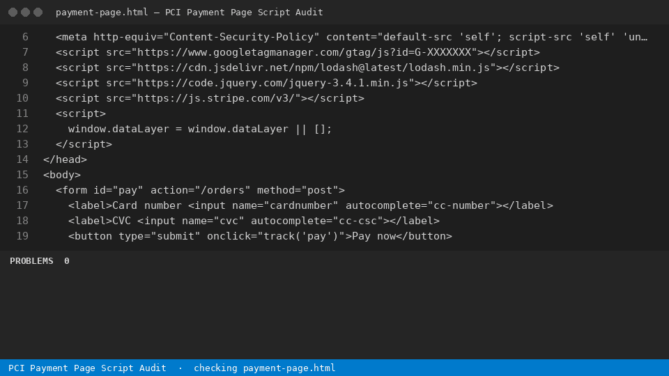 PCI Payment Page Script Audit — finds the line