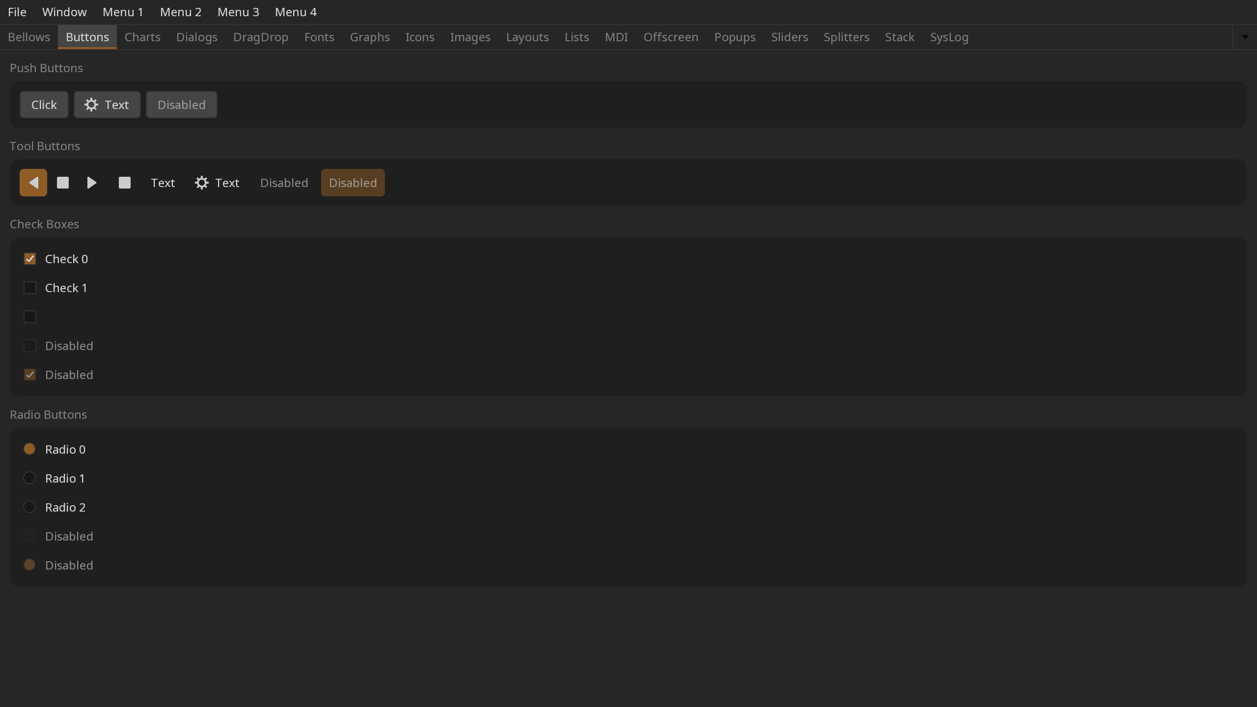 Widget gallery example
