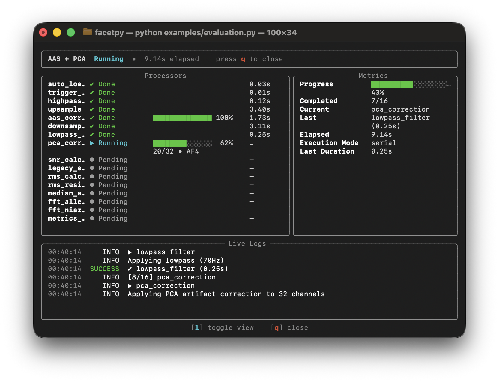 FACETpy example run