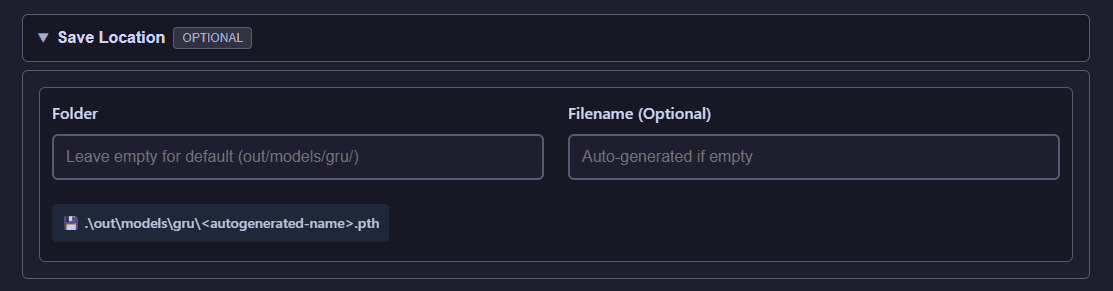 Save location selector