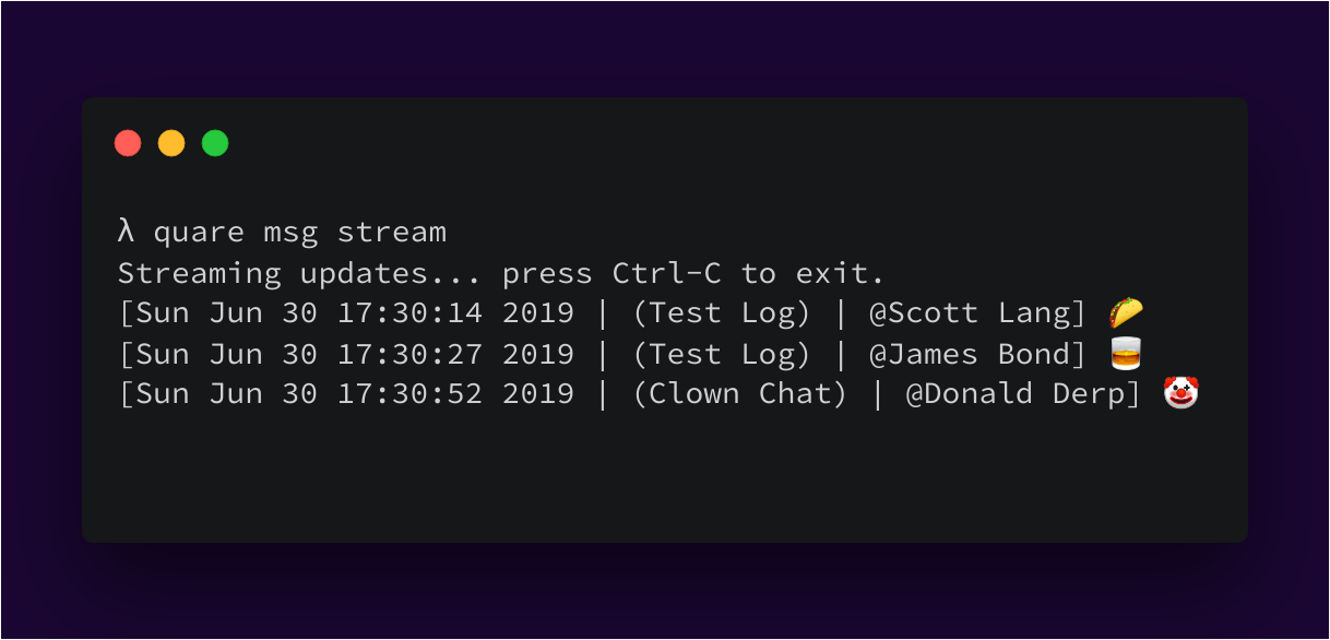 quare streaming messages