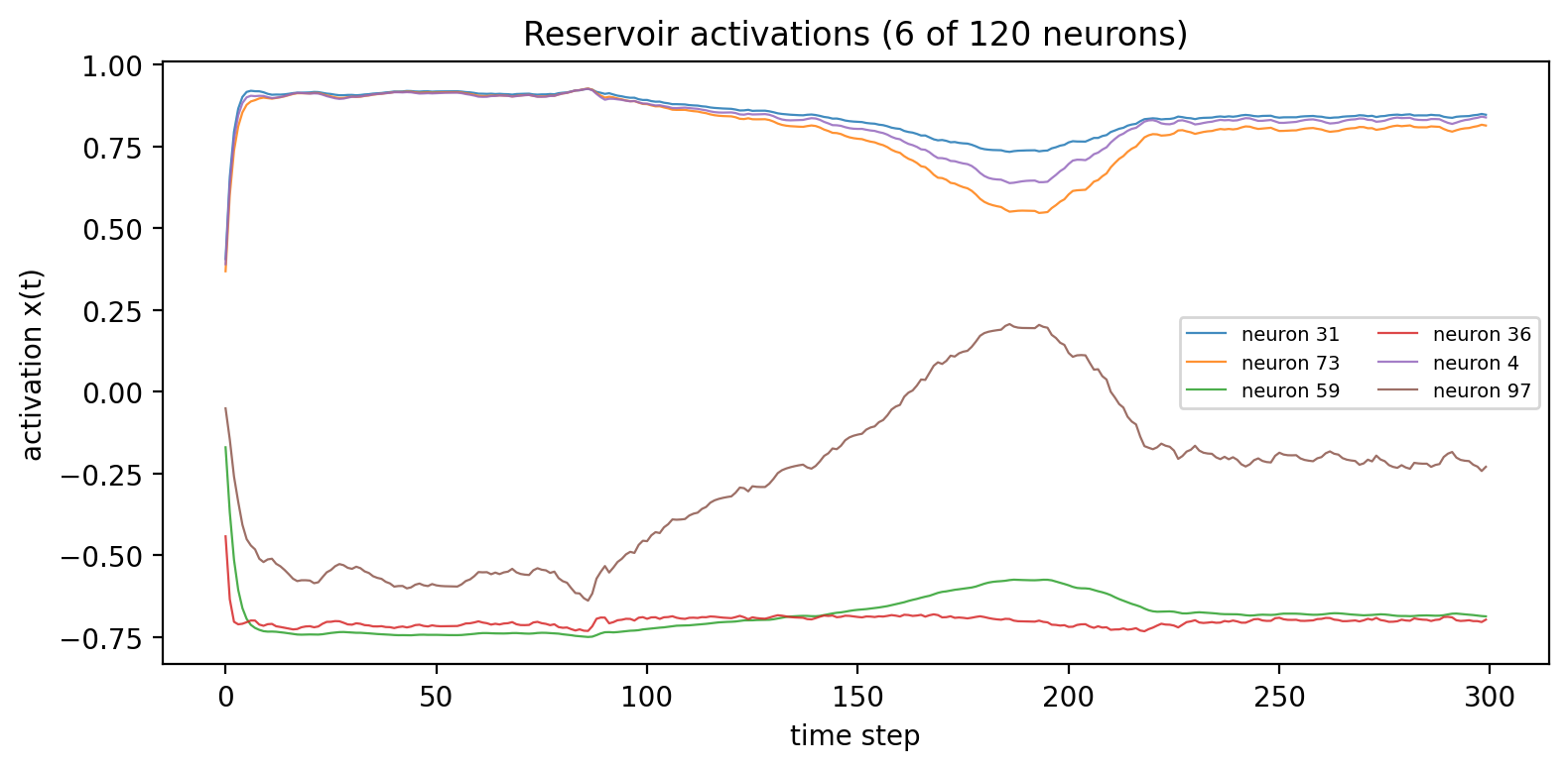 Reservoir state activations