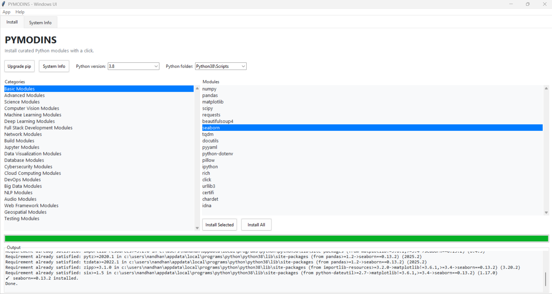 PYMODINS UI Screenshot