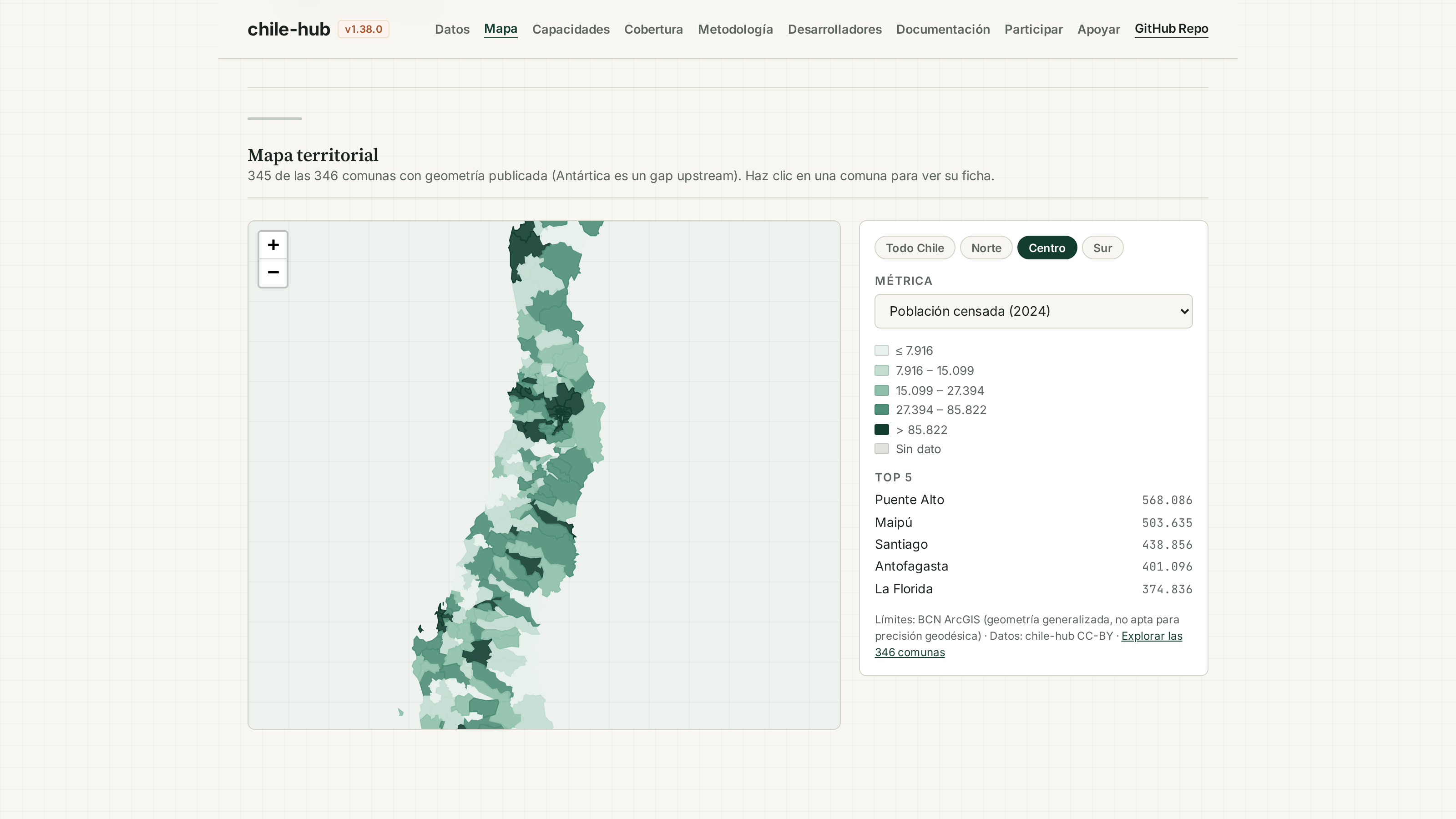 Mapa territorial interactivo de chile-hub