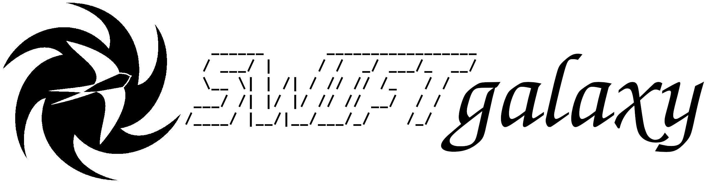 Banner with logo showing a swift in a spiral and the text SWIFTGalaxy.