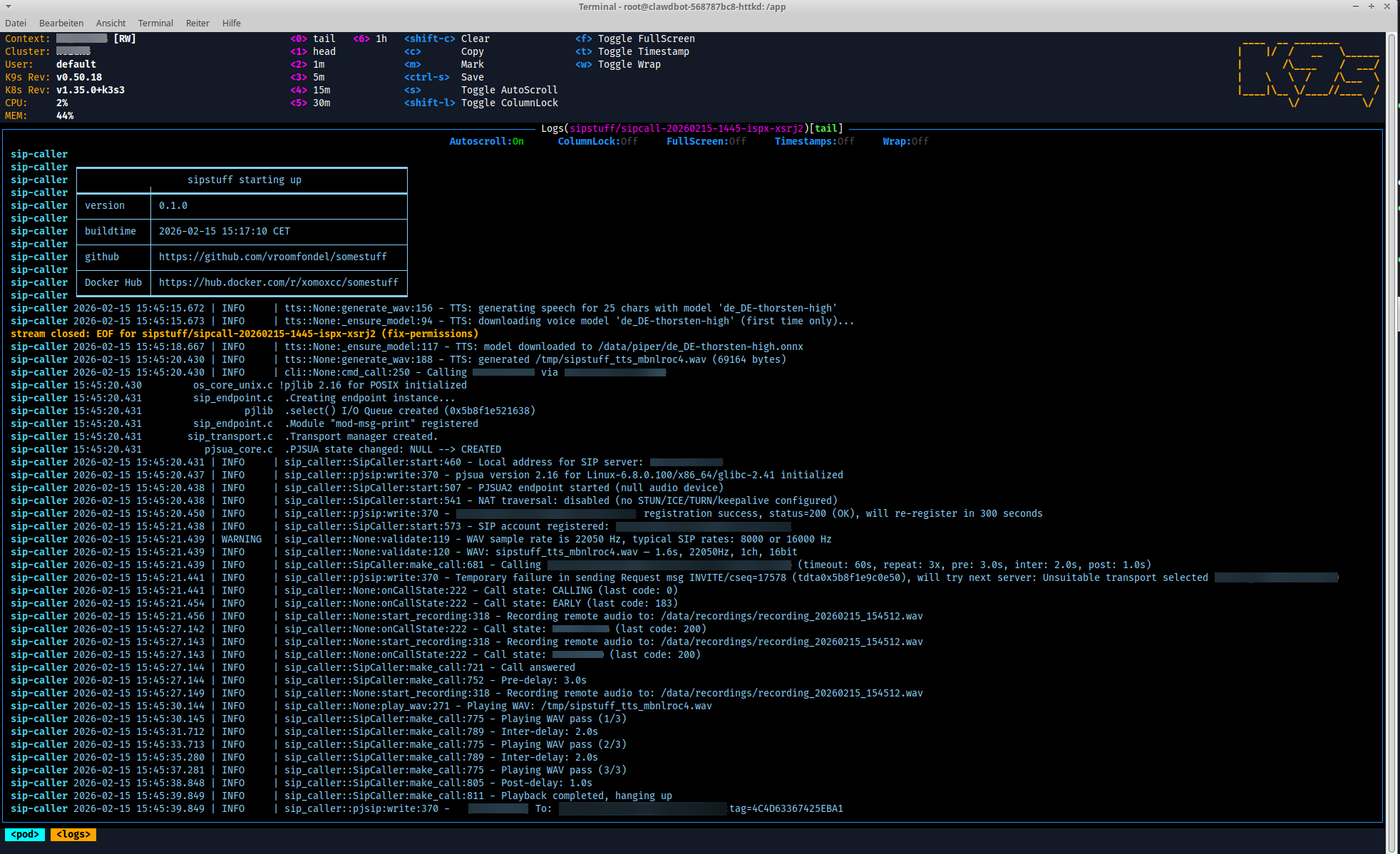 Operator startup and call execution