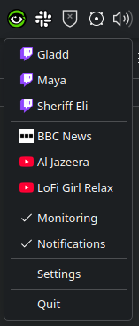 System Tray menu
