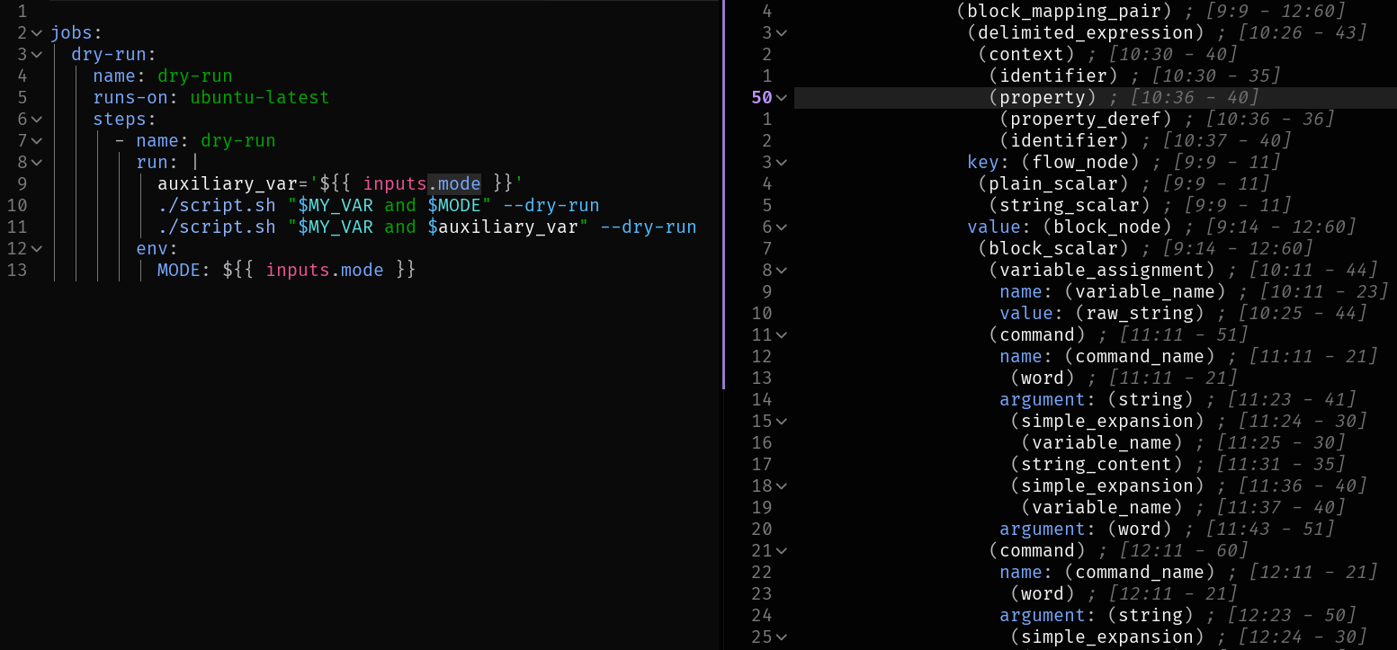 Correct bash AST by using auxiliary variables
