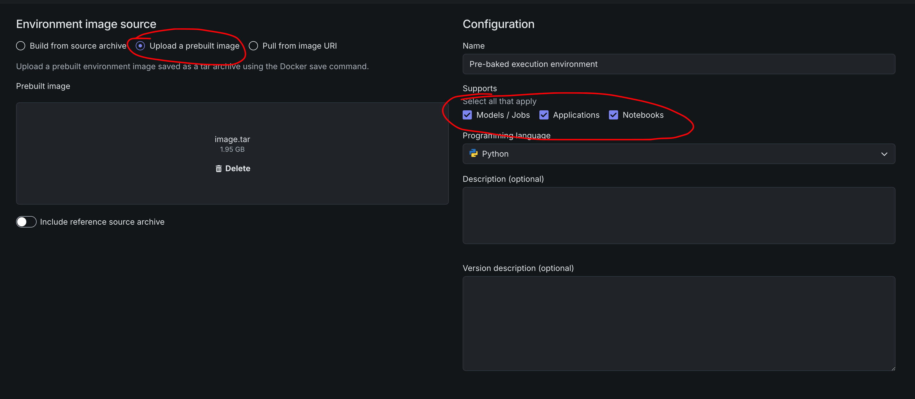 Upload execution environment in DataRobot