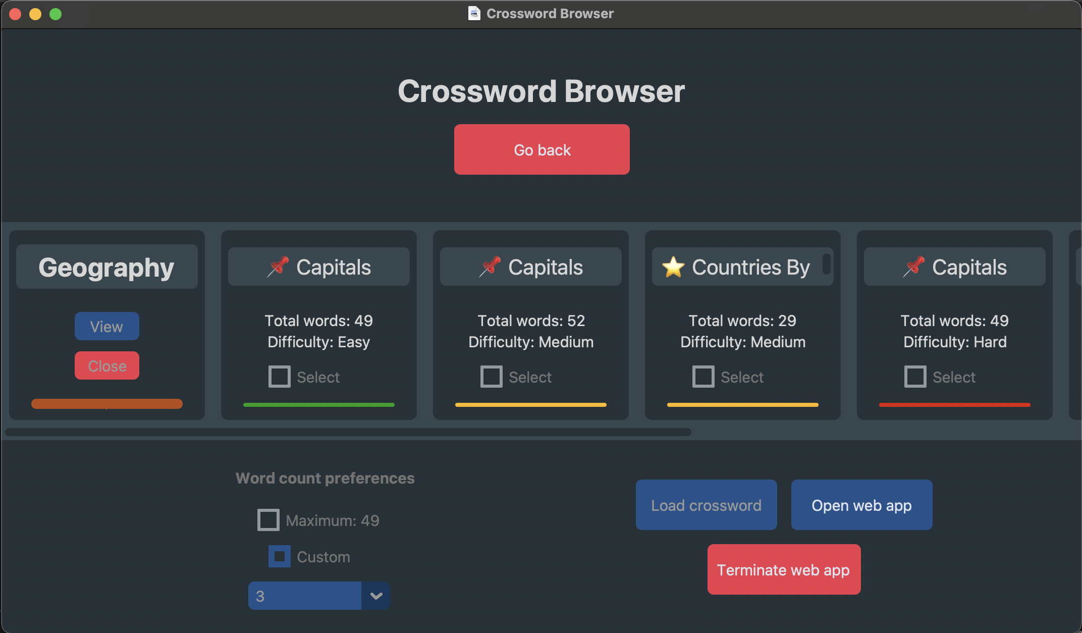 crossword browser gui