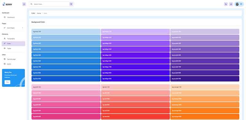 Berry Bootstrap 5 - Colors page, Open-source Starter by AppSeed