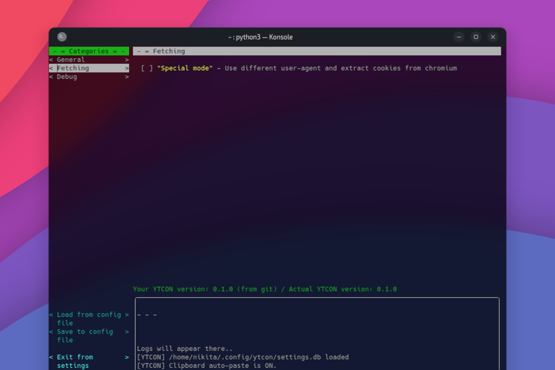 Settings screen image