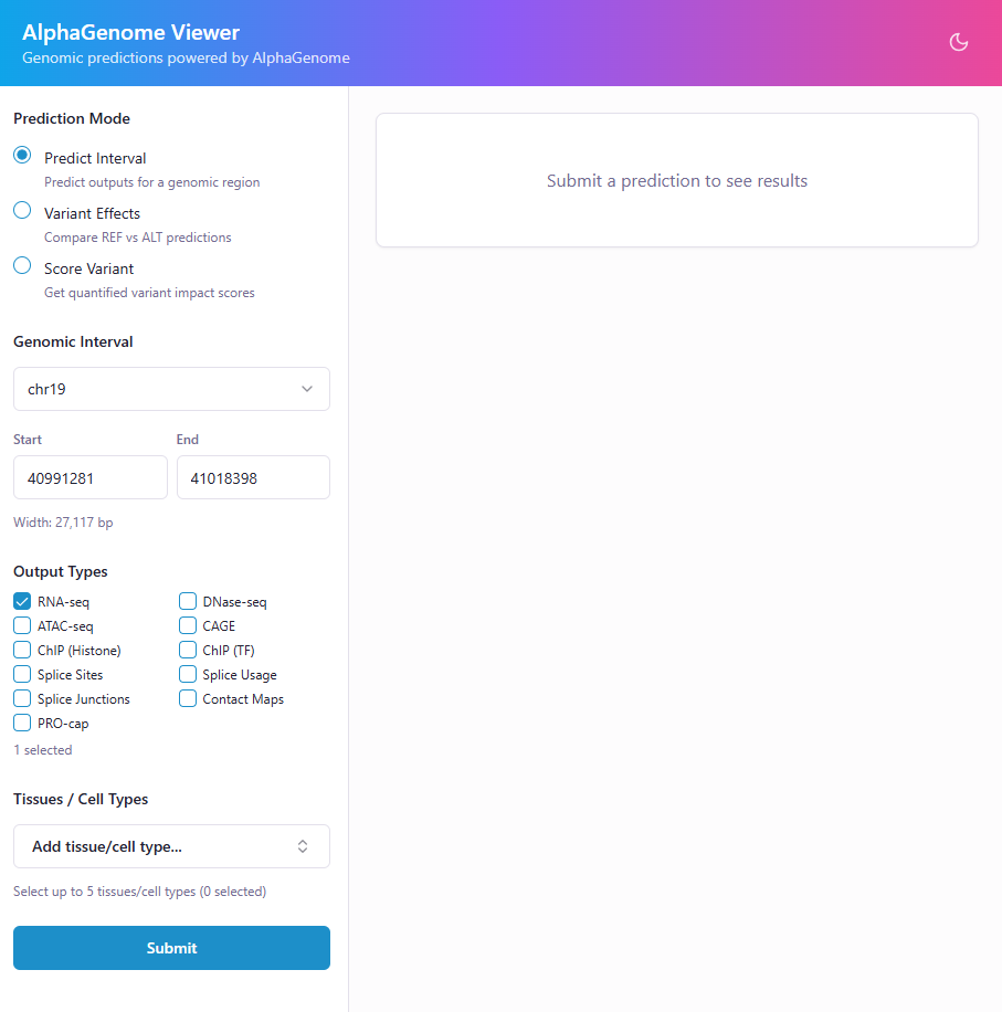AlphaGenome Viewer screenshot