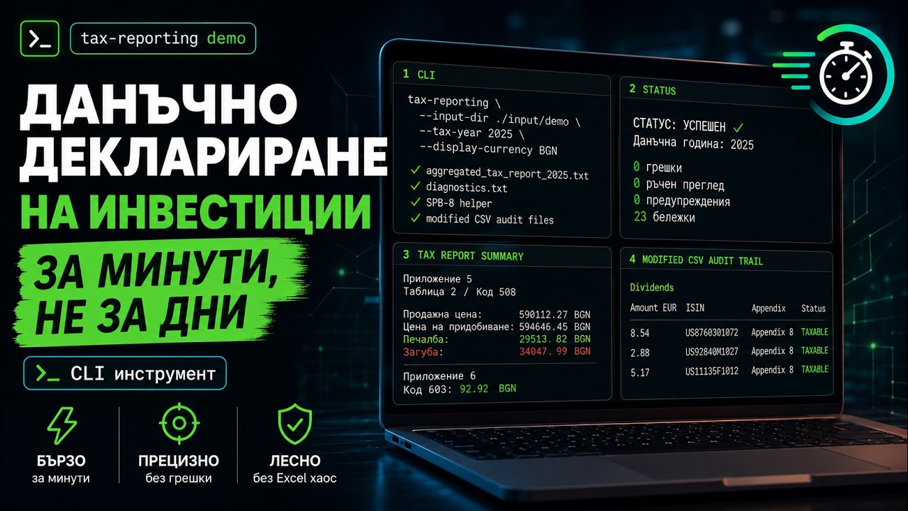 Tax Reporting demo video in Bulgarian