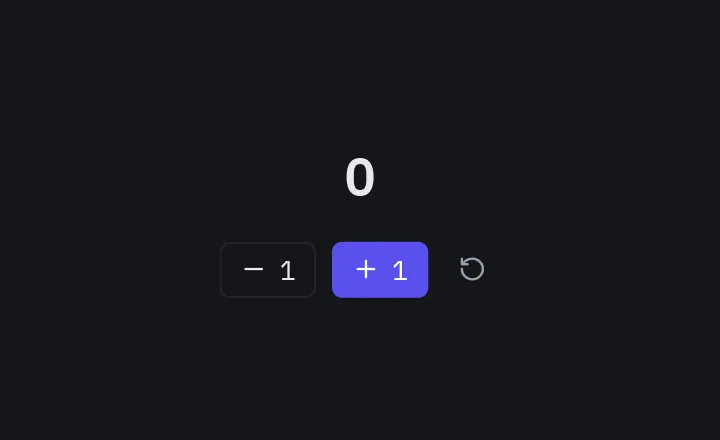 The counter: + 1 three times, − 1 once, then Reset