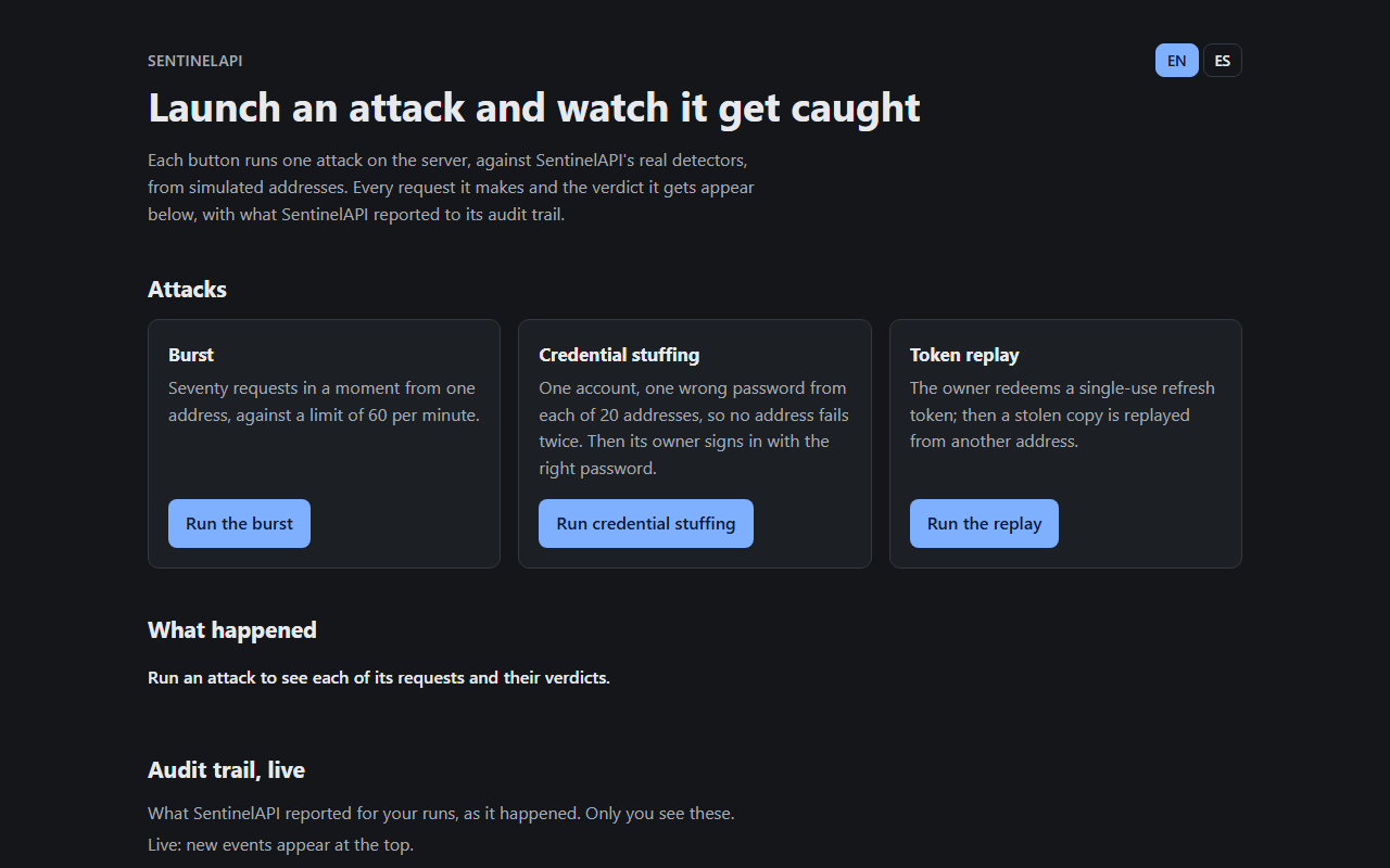 The console's three attacks, in dark mode