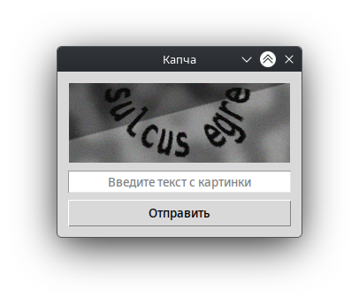Окно ввода капчи